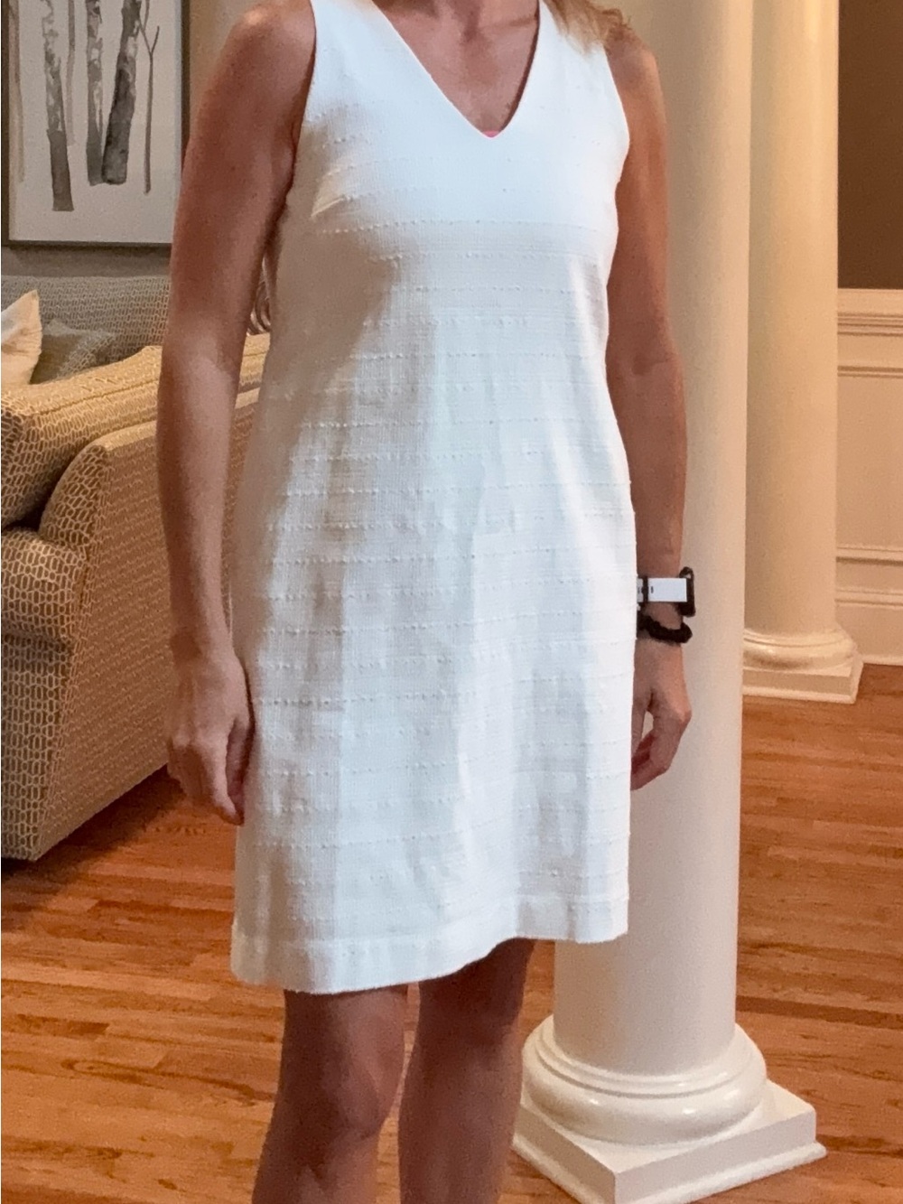 LOFT White Sleeveless V-Neck Shift Dress
